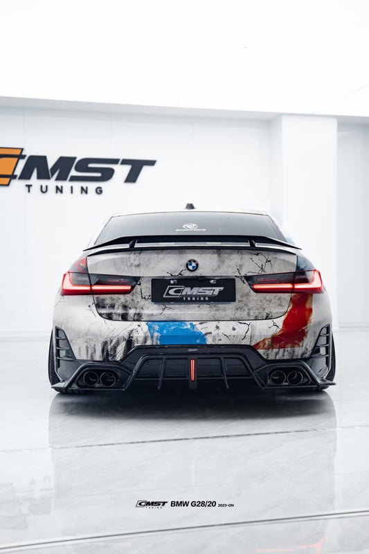 BMW 3 Series 330i M340i G20 G28 Pre-LCI 2020-2022 & 3 Series 330i M340i G20 G28 LCI 2023-ON & M3 G80 2021-ON with Aftermarket Parts - Pre-preg Carbon & FRP Rear Spoiler from CMST Tuning