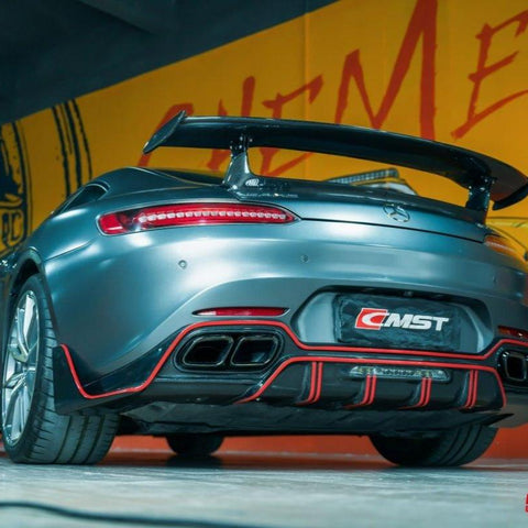 Mercedes Benz AMG GT Base GTS GTC C190 2016-2021 (suitable for hardtop coupe with active aero spoiler, fix wing versions require OEM part 190 790 03 88) with Aftermarket Parts - V1 Style Carbon Fiber & FRP Rear Spoiler Wing from CMST Tuning