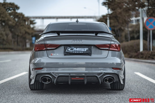 Audi RS3 S3 A3 8V/8V.5  2014 2015 2016 2017 2018 2019 2020 with Aftermarket Parts - V3 Style Rear Spoiler Wing Carbon Fiber from CMST Tuning