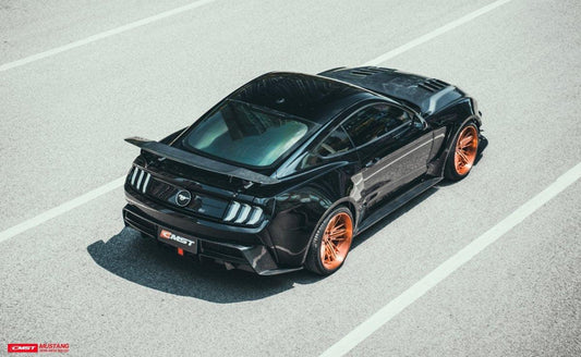 Ford Mustang GT 5.0 Mach1 Bullitt V6 3.6 Ecoboost 2.3 S550.1 S550.2 2015-2023 with Aftermarket Parts - V4 Style Rear Wing Carbon Fiber / FRP from CMST Tuning