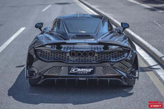 McLaren 720s 2018-2023 with Aftermarket Parts - 765lt Conversion Style Rear Spoiler Wing Carbon Fiber / FRP from CMST Tuning