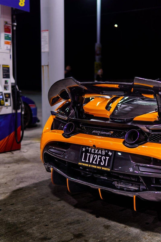 McLaren 720s 2018-2023 with Aftermarket Parts - 765lt Conversion Style Rear Spoiler Wing Carbon Fiber / FRP from CMST Tuning