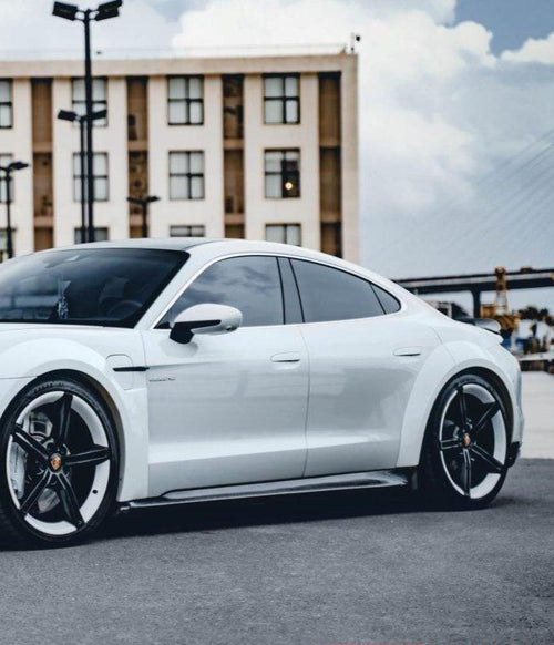 Porsche Taycan 9J1 Sedan/Cross Turismo RWD/4S/GTS/Turbo/Turbo S 2020-ON & E-Tron GT 2022-ON with Aftermarket Parts - Carbon Fiber & FRP Side Skirts from CMST Tuning