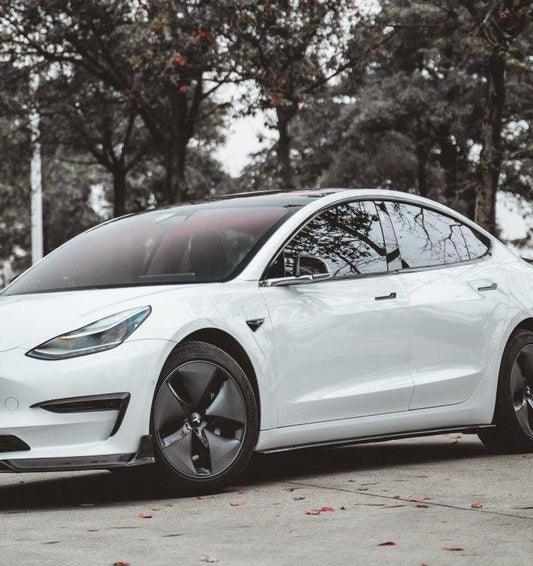 Tesla Model 3 Performance Long Range Standard Base 2017-2023 with Aftermarket Parts - V1 Style Side Skirts Carbon Fiber / FRP from CMST Tuning