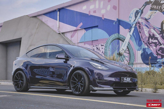 Tesla Model Y Performance AWD Long Range RWD Standard 2020-ON with Aftermarket Parts -V1 Style Side Skirts Carbon Fiber / FRP from CMST Tuning