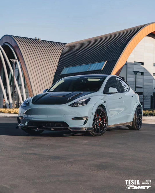 Tesla Model Y Performance AWD Long Range RWD Standard 2020-ON with Aftermarket Parts -V1 Style Side Skirts Carbon Fiber / FRP from CMST Tuning