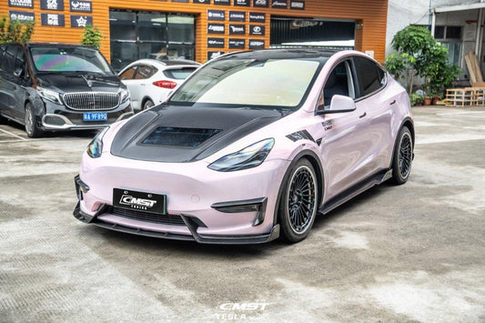 Tesla Model Y Performance AWD Long Range RWD Standard 2020-ON with Aftermarket Parts - V3 Style Side Skirts Carbon Fiber / FRP from CMST Tuning