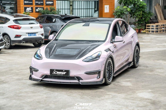 Tesla Model Y Performance AWD Long Range RWD Standard 2020-ON with Aftermarket Parts - V3 Style Side Skirts Carbon Fiber / FRP from CMST Tuning