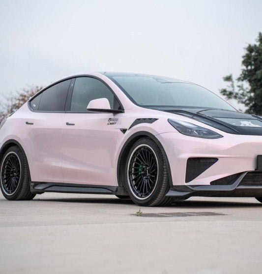 Tesla Model Y Performance AWD Long Range RWD Standard 2020-ON with Aftermarket Parts - V4 Style Side Skirts Carbon Fiber / FRP from CMST Tuning