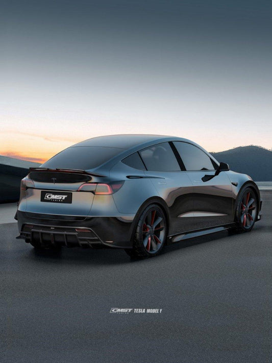 Tesla Model Y Performance AWD Long Range RWD Standard 2020-ON with Aftermarket Parts - V4 Style Side Skirts Carbon Fiber / FRP from CMST Tuning