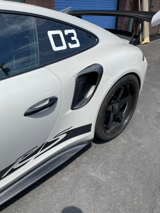 Porsche 991 991.1 911 Turbo/Turbo S/GT3RS 2012-2016 991 991.2 911 Turbo/Turbo S/GT3RS/GT2RS 2017-2019 with Aftermarket Parts - Carbon Fiber Side Vents from CMST Tuning
