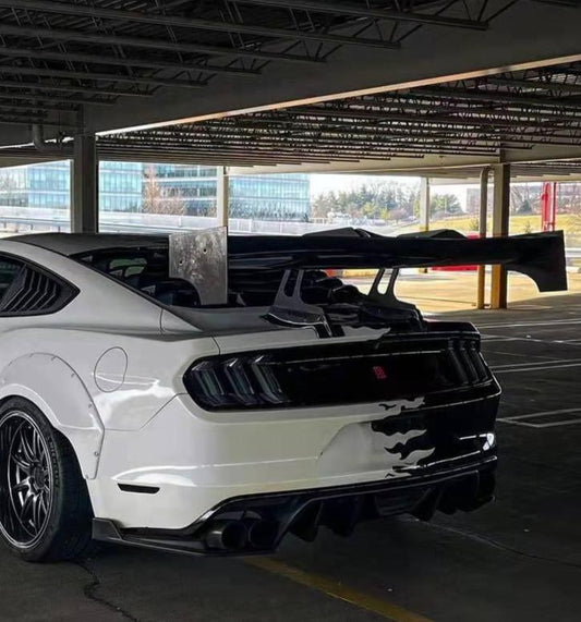 Ford Mustang GT 5.0 Mach1 Bullitt V6 3.6 Ecoboost 2.3 S550.1 S550.2 2015-2023 with Aftermarket Parts - V3 Extreme GT Style Rear Wing Carbon Fiber / FRP from CMST Tuning