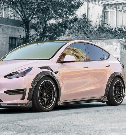 Tesla Model Y Performance AWD Long Range RWD Standard 2020-ON with Aftermarket Parts - V1 Style Upper Valences Carbon Fiber / FRP from CMST Tuning