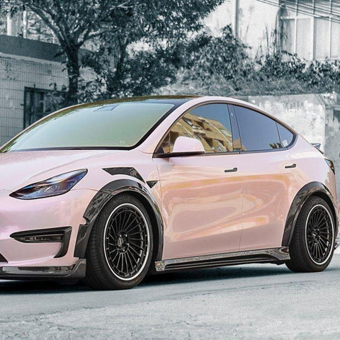 Tesla Model Y Performance AWD Long Range RWD Standard 2020-ON with Aftermarket Parts - V1 Style Upper Valences Carbon Fiber / FRP from CMST Tuning