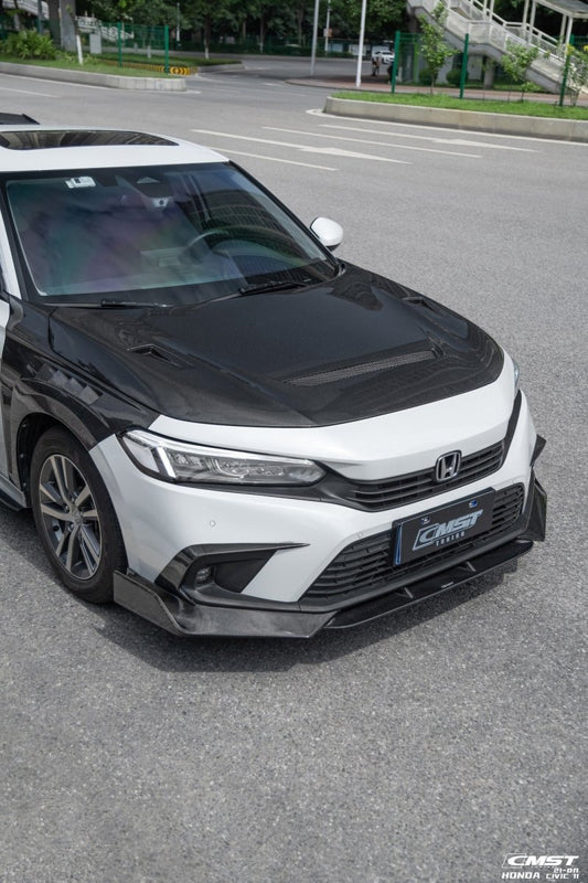 Honda Civic 11th Gen FE1 FE2 FE4 2022-ON with Aftermarket Parts - V1 Vented Style Hood Bonnet Carbon Fiber / FRP from CMST Tuning