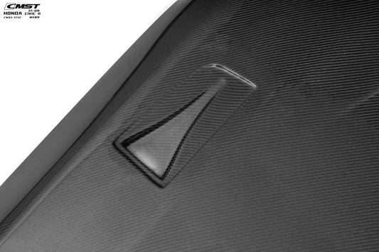 Honda Civic 11th Gen FE1 FE2 FE4 2022-ON with Aftermarket Parts - V1 Vented Style Hood Bonnet Carbon Fiber / FRP from CMST Tuning