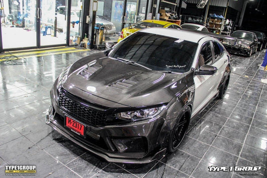 Honda Civic 10th Gen FC1 FC2 FC5 FC6 2016-2021 & Civic 10th Gen FC3 FC4 FK7 2017-2021 with Aftermarket Parts - Widebody Fenders & Wheel Arches Carbon Fiber / FRP from CMST Tuning
