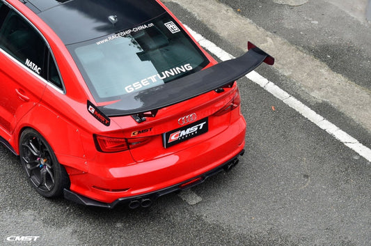 Audi RS3 S3 A3 8V/8V.5 2014 2015 2016 2017 2018 2019 2020 with Aftermarket Parts - V1 Style Rear Wing Carbon Fiber from CMST Tuning