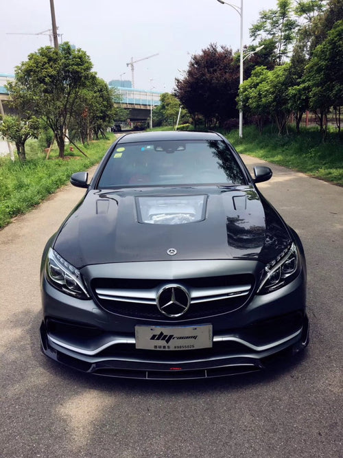 Mercedes Benz C63/C63S AMG W205 with Aftermarket Parts - Carbon Fiber FRP Hood Bonnet from CMST Tuning