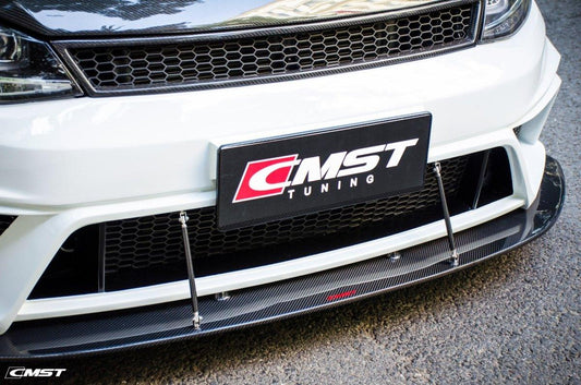 Volkswagen Golf R GTI Base MK7 2015-2018 (notch delete grill) with Aftermarket Parts - Front Bumper Set (Front Lip & Grill Included) Carbon Fiber / FRP from CMST Tuning