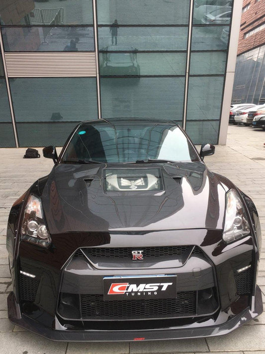 Upgrade Your Nissan GTR Nismo Black Edition Track Eidtion Premium Base 2008-2016 (for installation on 2017-2024 vehicles, 2008-2016 front bumper is recommended) with Aftermarket Parts - Tempered Clearview Glass Style Hood Bonnet Carbon Fiber / FRP from CMST Tuning
