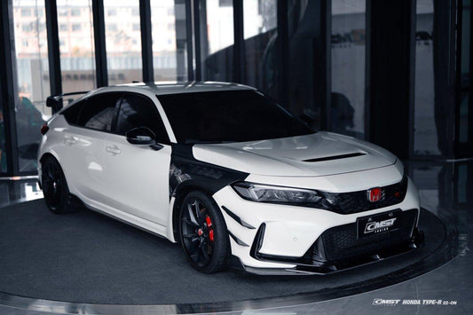 Honda Civic Type-R FL5 2023-ON with Aftermarket Parts - Pre-preg Carbon Fiber/FRP Front Bumper Canards from CMST Tuning