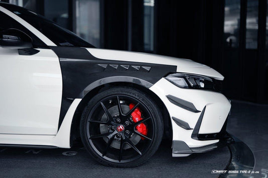 Honda Civic Type-R FL5 2023-ON with Aftermarket Parts - Pre-preg Carbon Fiber/FRP Front Bumper Canards from CMST Tuning