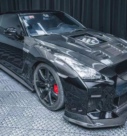 Nissan GTR Nismo T-Spec Black Edition Track Eidtion Premium Pure 2008-2023 with Aftermarket Parts - Vented Style Front Fenders Carbon Fiber / FRP from CMST Tuning
