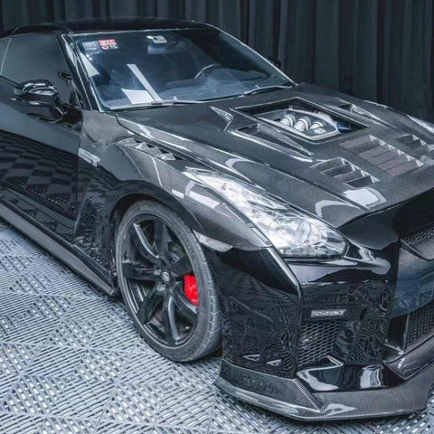 Nissan GTR Nismo T-Spec Black Edition Track Eidtion Premium Pure 2008-2023 with Aftermarket Parts - Vented Style Front Fenders Carbon Fiber / FRP from CMST Tuning
