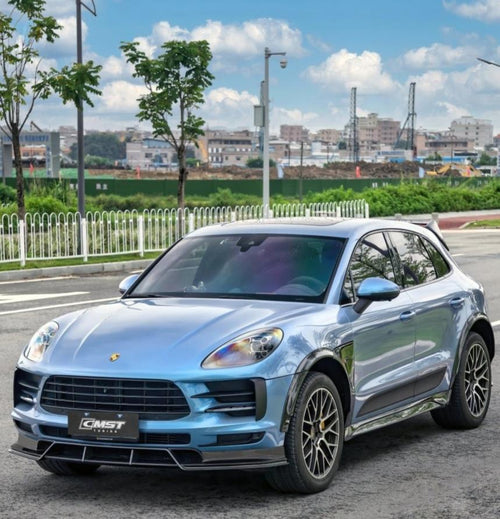 Porsche Macan 95B.2 Base/S 2019-2021 with Aftermarket Parts - Carbon Fiber & FRP Front Lip from CMST Tuning