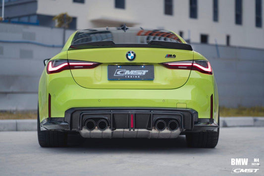 BMW M4/M4C G82/G83 2021-ON with Aftermarket Parts - Pre-preg Carbon Fiber & FRP Rear Diffuser & Canards from CMST Tuning