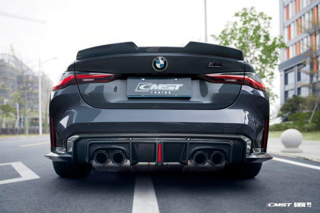 BMW M4/M4C G82/G83 2021-ON with Aftermarket Parts - Pre-preg Carbon Fiber & FRP Rear Diffuser & Canards from CMST Tuning