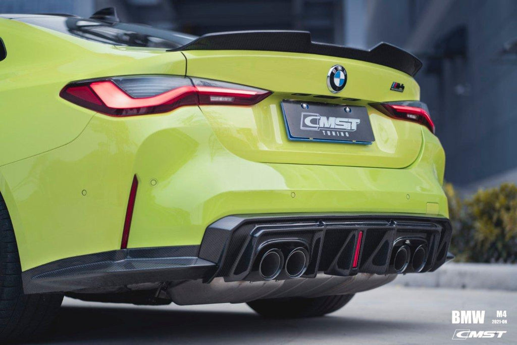 BMW M4/M4C G82/G83 2021-ON with Aftermarket Parts - Pre-preg Carbon Fiber & FRP Rear Diffuser & Canards from CMST Tuning