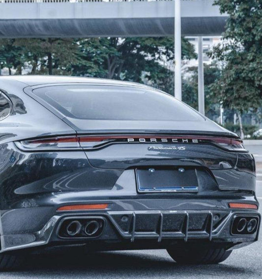 Porsche Panamera 971 971.1 RWD/Base/4/4S/GTS/Turbo/Turbo S 2017-2020 & Panamera 971 971.2 RWD/Base/4/4S/GTS/Turbo/Turbo S 2021-2023 with Aftermarket Parts - V2 Style Pre-preg Carbon & FRP Rear Diffuser from CMST Tuning