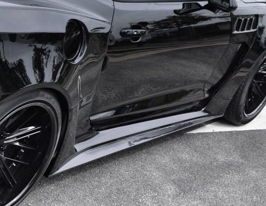 Camaro 6th Gen Z/28 2SS 1SS 3LT 2LT 1LT 2LS 1LS 2015-2024 & Camaro 6th Gen ZL1 2017-2024 with Aftermarket Parts - Widebody Style Side Skirts Carbon Fiber / FRP from CMST Tuning
