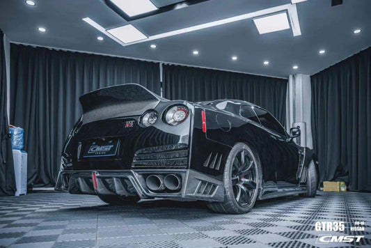 Nissan GTR Nismo T-Spec Black Edition Track Eidtion Premium Pure 2008-2023 with Aftermarket Parts - Stage 2 Style Rear Bumper &amp; Diffuser Carbon Fiber / FRP&nbsp;from CMST Tuning