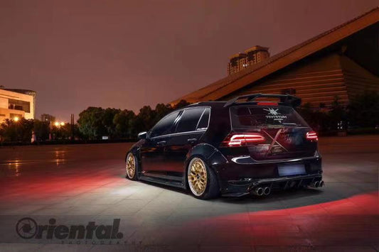 Volkswagen Golf R GTI Base MK7 MK7.5 2015-2021 (designed to be installed together with CMST widebody wide skirts) with Aftermarket Parts - Widebody Style Wheel Arches Carbon Fiber / FRP from CMST Tuning