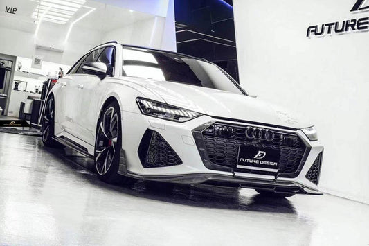 Future Design Blaze Carbon Fiber FRONT GRILL SIDE OVERLAY for Audi RS6 RS7 C8 2020-ON - Performance SpeedShop