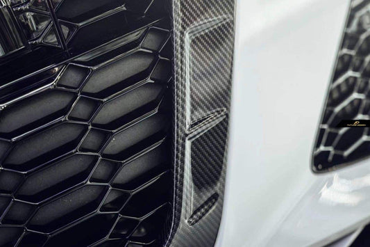 Future Design Blaze Carbon Fiber FRONT GRILL SIDE OVERLAY for Audi RS6 RS7 C8 2020-ON - Performance SpeedShop