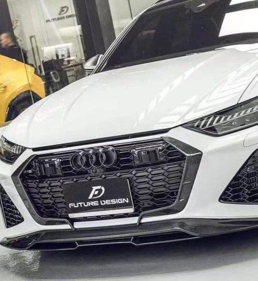 Future Design Blaze Carbon Fiber FRONT GRILL SIDE OVERLAY for Audi RS6 RS7 C8 2020-ON - Performance SpeedShop