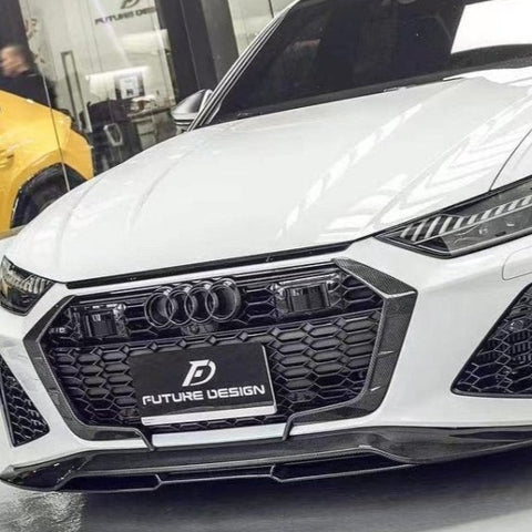 Future Design Blaze Carbon Fiber FRONT GRILL SIDE OVERLAY for Audi RS6 RS7 C8 2020-ON - Performance SpeedShop