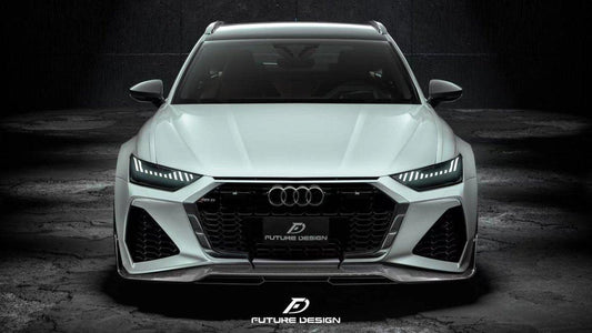 Future Design Blaze Carbon Fiber FRONT GRILL SIDE OVERLAY for Audi RS6 RS7 C8 2020-ON - Performance SpeedShop