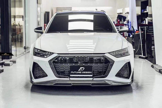 Future Design Blaze Carbon Fiber FRONT GRILL SIDE OVERLAY for Audi RS6 RS7 C8 2020-ON - Performance SpeedShop