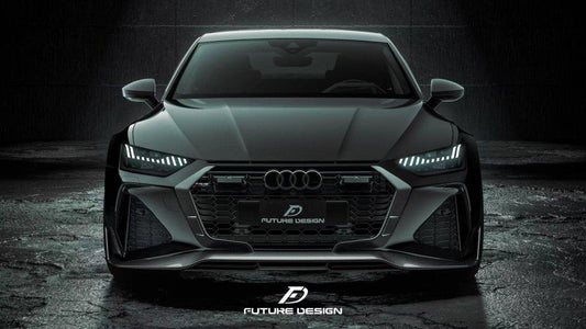 Future Design Blaze Carbon Fiber FRONT GRILL SIDE OVERLAY for Audi RS6 RS7 C8 2020-ON - Performance SpeedShop