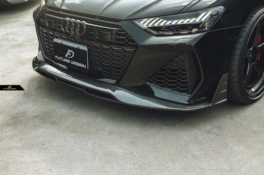 Future Design Blaze Carbon Fiber FRONT GRILL SIDE OVERLAY for Audi RS6 RS7 C8 2020-ON - Performance SpeedShop