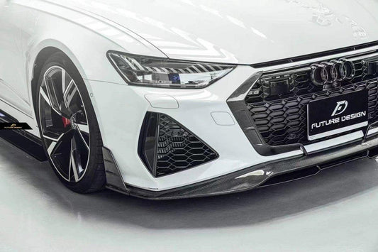 Future Design Blaze Carbon Fiber FRONT GRILL SIDE OVERLAY for Audi RS6 RS7 C8 2020-ON - Performance SpeedShop