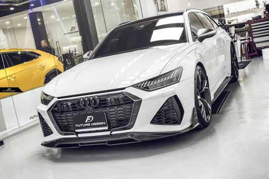 Future Design Blaze Carbon Fiber FRONT LIP SPLITTER for Audi RS6 RS7 C8 2020-ON - Performance SpeedShop