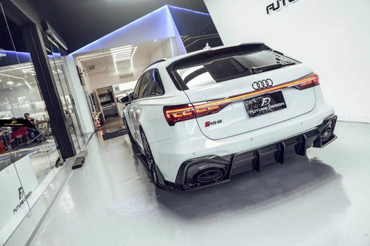 Future Design Blaze Carbon Fiber REAR DIFFUSER & CANARDS for Audi RS6 RS7 C8 2020-ON - Performance SpeedShop