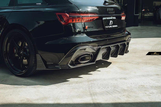 Future Design Blaze Carbon Fiber REAR DIFFUSER & CANARDS for Audi RS6 RS7 C8 2020-ON - Performance SpeedShop