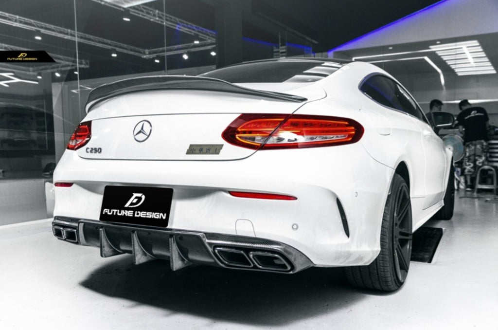 Future Design Carbon 2015-ON Carbon Fiber Rear Spoiler P Style for Mercedes Benz W205 C300 C43 C63 AMG Coupe 2 Door Sedan 4 Door - Performance SpeedShop